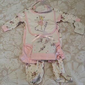 Baby Girl Ballerina 5-Piece Layette Set - Pink & Cream